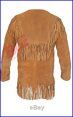 Men's Cowhide Western Cowboy Leather Shirt with Fringe All Color & Sizes Av