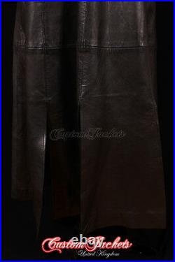 Men's DRACULA Black Lambskin LARGE COLLAR Full-Length Leather Long Jacket Coat