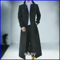 Men's Dust Coat Western style Double-breasted Trench Jacket Overcoat Super long