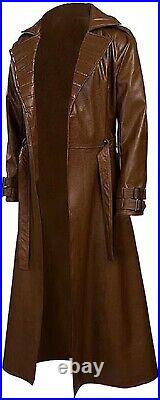 Men's Gambit Xmen Adult Halloween Costume Jacket Faux Leather Trench Coat