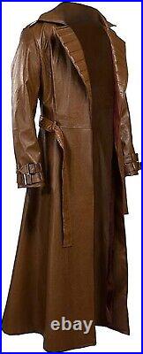 Men's Gambit Xmen Adult Halloween Costume Jacket Faux Leather Trench Coat