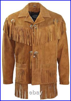 Men's Handmade Traditional Western cowboy Leather coat Style With Fringed