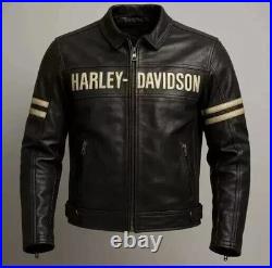 Men's Harley Davidson Black Leather Motorcycle Jacket Real Cowhide Biker Coat Men's Harley Davidson Black Leather Motorcycle Jacket Real Cowhide Biker Coat