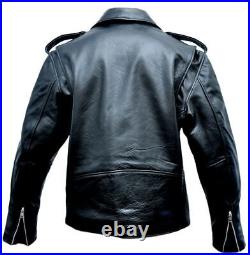 Men's Motorcycle Jacket Brando Rider Touring Racer Real Leather Black Biker Coat