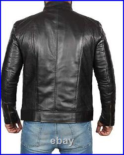 Men's NEW Soft Lambskin Real Leather Jacket Rider Black Western Party Wear Coat