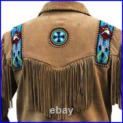 Men's Native American Suede Leather Jacket Fringes & Beads Cowboy Western jacket Men's Native American Suede Leather Jacket Fringes & Beads Cowboy Western jacket