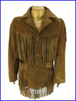 Men's Native American Western Jacket Suede Leather Cowboy Fringes Coat Men's Native American Western Jacket Suede Leather Cowboy Fringes Coat