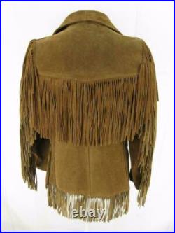 Men's Native American Western Jacket Suede Leather Cowboy Fringes Coat Men's Native American Western Jacket Suede Leather Cowboy Fringes Coat