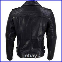 Men's New BLACK Real Lambskin Biker Jacket Coat Leather jacket motorcycle biker