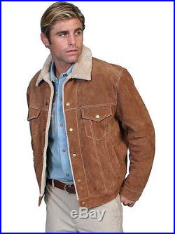 Men's New Western Beautiful l Cafe Brown Boar Suede Leather Jacket Scully
