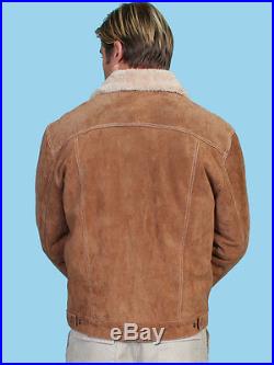 Men's New Western Beautiful l Cafe Brown Boar Suede Leather Jacket Scully
