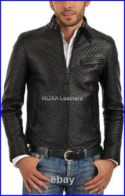 Men's Occasional Wear Authentic Sheepskin Pure Leather Jacket Quilted Coat