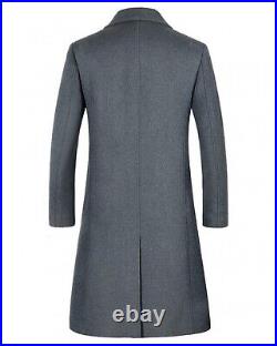 Men's Overcoat Breasted Outwear Winter Coat Solid Long Sleeve Windbreak Jacket