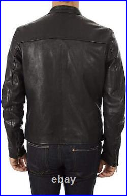 Men's Premium Lambskin Leather Western Stylish Slim Fit Biker Black Coat Jacket