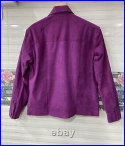 Men's Purple Suede Trucker Jacket 100% Pure Suede Leather Jean Style Button Coat