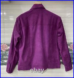 Men's Purple Suede Trucker Jacket 100% Pure Suede Leather Jean Style Button Coat