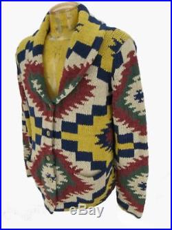Men's Ralph Lauren Denim Supply Navajo Aztec Western Jacket Cardigan Sweater XL