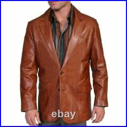 Men's Real Leather Blazer Genuine NEW Soft Lambskin TWO BUTTON Sport Coat Jacket