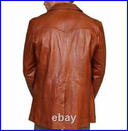 Men's Real Leather Blazer Genuine NEW Soft Lambskin TWO BUTTON Sport Coat Jacket