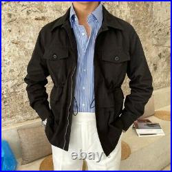 Men's Retro style Jacket Tooling Outwear British Long sleeve Multi-pocket New L