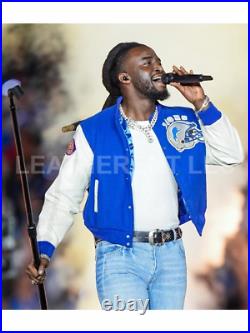 Men's Shaboozey Detroit Lions Concert Style Varsity Wool And Real Leather Jacket