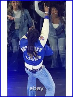 Men's Shaboozey Detroit Lions Concert Style Varsity Wool And Real Leather Jacket