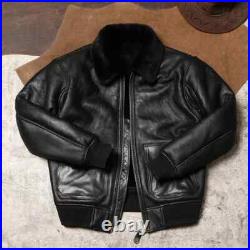 Men's Sheep Shearling G1 Aviator Jacket Fur Genuine Leather Jacket