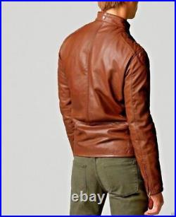 Men's Stylish Genuine Solid Lambskin Leather Casual Stylish Tan Coat Jacket
