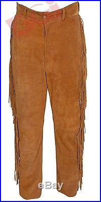 Men's Suede Western Cowboy Leather Shirt & Pant with Fringe All Sizes Available