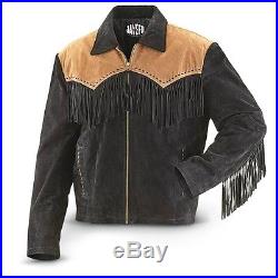 Men's Traditional Western Leather cowboy Jacket coat with beads scully vintage