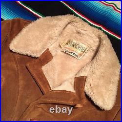 Men's Vintage 70s Schott Bros Rancher Suede Sherpa Lined Western Jacket Coat 40