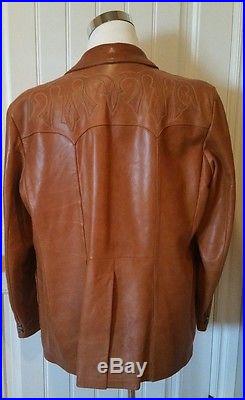 Men's Vintage SCULLY Lambskin Leather Blazer Western Style Size 48-Free Ship
