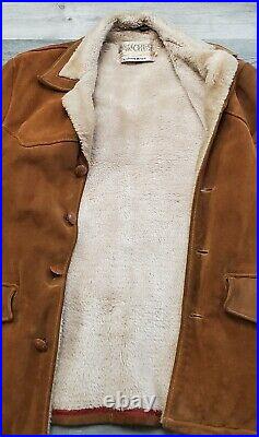 Men's Vintage Schott Bros NYC Rancher Suede Sherpa Lined Western Jacket Coat 40