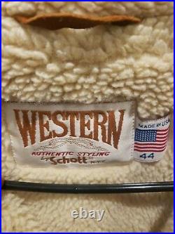 Men's Vintage Schott Bros NYC Rancher Suede Sherpa Lined Western Jacket Coat 44