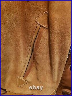 Men's Vintage Schott Bros NYC Rancher Suede Sherpa Lined Western Jacket Coat 44