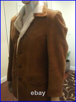 Men's Vintage Schott Bros Rancher Suede Sherpa Lined Western Jacket Coat SIZE 38