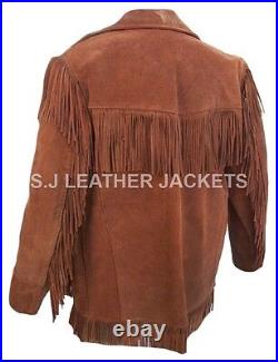 Men's Western Cowboy High Quality Suede Leather Coat