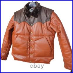 Men's Western Cowboy Leather Jacket Brown & Tan Real Fur Collar Coat Men's Western Cowboy Leather Jacket Brown & Tan Real Fur Collar Coat