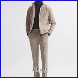 Men's White Bomber jacket Real Cowhide Leather jacket Outwear Aviator Pilot Coat