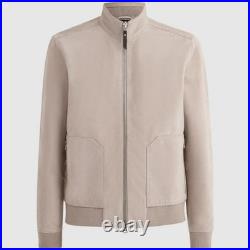Men's White Bomber jacket Real Cowhide Leather jacket Outwear Aviator Pilot Coat
