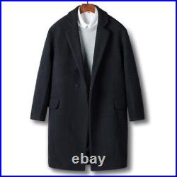 Men's Wool Blend Mid Long Trench Coat Jacket Casual Business Outwear Overcoat XL
