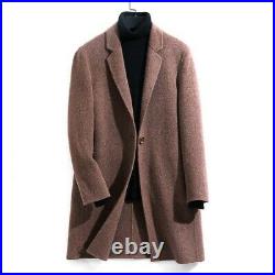 Men's Wool Jacket One Button Trernch Coat Long sleeve Outwear Windbreaker New L