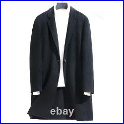 Men's Wool Jacket One Button Trernch Coat Long sleeve Outwear Windbreaker New L