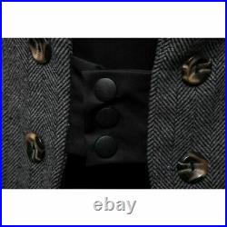Men's Woolen Blazer Jacket Tailcoat Double Breasted Trench Coat Outwear Slim Fit