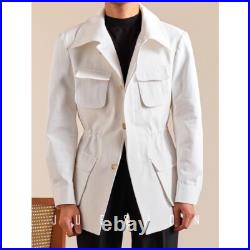 Men's Work Coat Cotton Hunting Jacket Retro Single Button Business Casual Jacket Men's Work Coat Cotton Hunting Jacket Retro Single Button Business Casual Jacket