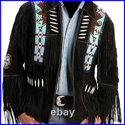 Men western fringe jackets, Men black fringe jacket, Men cowboy suede jackets