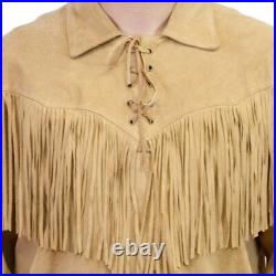 Mens American Coat Western Wear Unique Tan Suede Cowboy Fringe Native Jacket