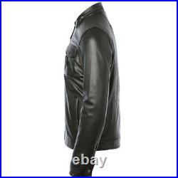 Mens Black Genuine Lambskin Leather Jacket Biker Motorcycle Classic Elegant Coat
