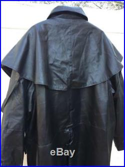 Mens Black Leather Western Motorcycle Duster Long Outback Trench Coat Sz 2xl