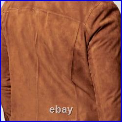 Mens Brown Suede Lambskin Leather Bomber Jacket Python Snake Texture Coat Jacket